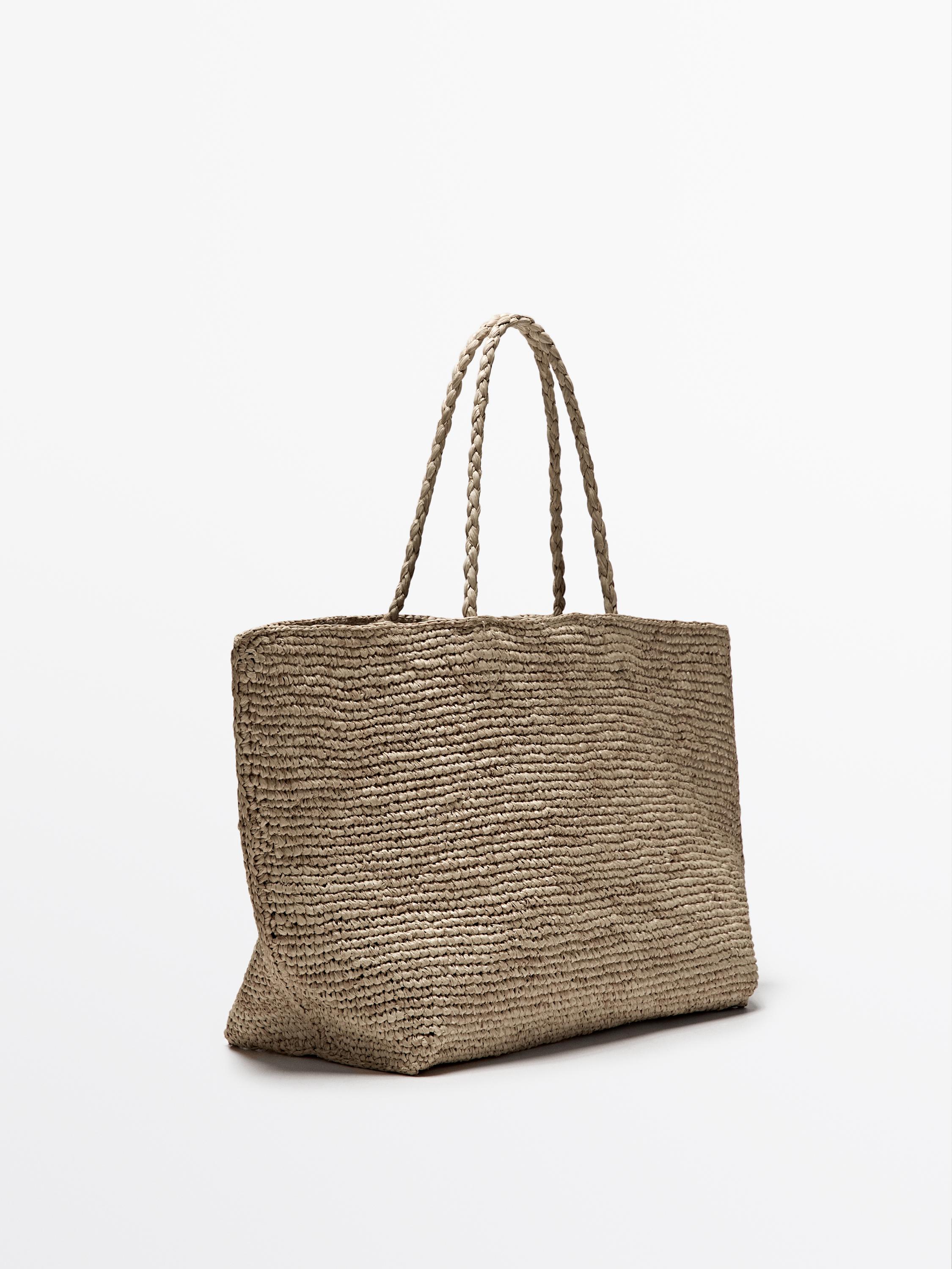 Natural raffia shopper bag